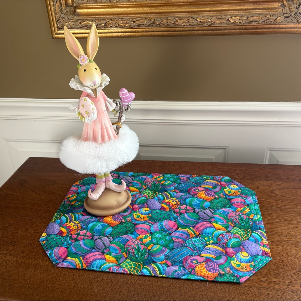 Set of 4 Easter Egg Placemats Fabric Table Place Mats Spring Colorful Kitchen